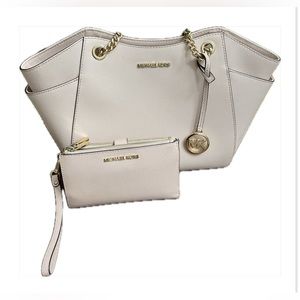 Michael Kors Jacquelyn Medium Pebbled Leather Tote Bag & Wallet